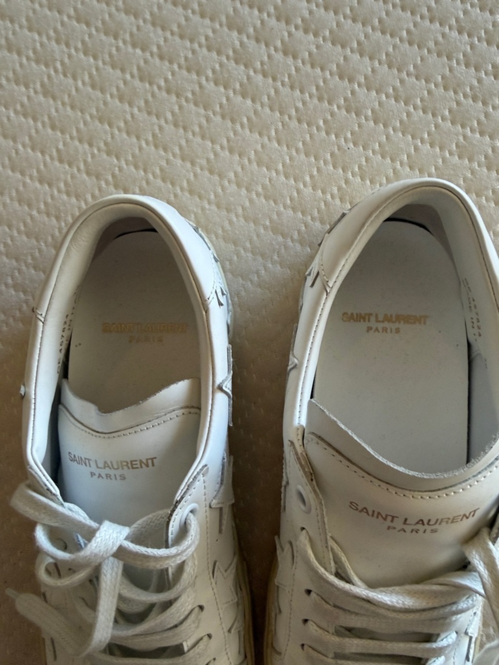 Saint Laurent White Leather Sneakers with Side Star and Gold Logo - Picture 4 of 5